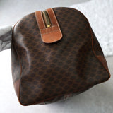 ヴィンテージ セリーヌ マカダム ボストンバッグ PVC / レザー ブラウン 南京錠・鍵付き - NEWSED