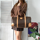 セリーヌ ヴィンテージ マカダム PVC/レザー ボストンバッグ ブラウン - NEWSED