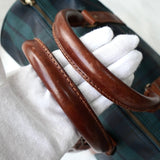 ポロ ラルフローレン チェック柄 ボストンバッグ PVC/レザー ダークグリーン - NEWSED