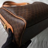 セリーヌ マカダム PVC レザー ミニボストンバッグ ハンドバッグ ブラウン - NEWSED