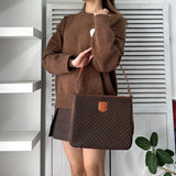 セリーヌ ヴィンテージ マカダム PVC/レザー ワンショルダーバッグ ブラウン デッドストック - NEWSED