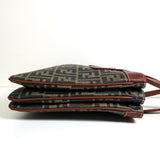 フェンディ ズッカ PVC レザー セミ ショルダーバッグ トートバッグ ブラウン - NEWSED