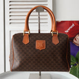 セリーヌ ヴィンテージ マカダム PVC /レザー ミニボストンバッグ ハンドバッグ ブラウン - NEWSED