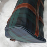 ポロ ラルフローレン チェック柄 PVC ミニボストンバッグ ハンドバッグ グリーン - NEWSED