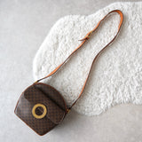 セリーヌ ヴィンテージ マカダム サークル金具 PVC/レザー ショルダーバッグ 自立型 ブラウン - NEWSED