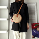 セリーヌ マカダム PVC / レザー ラウンド ショルダーバッグ ポシェット ベージュ - NEWSED