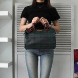 ポロ ラルフローレン チェック柄 PVC ハンドバッグ ミニボストンバッグ グリーン - NEWSED