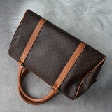 セリーヌ ヴィンテージ マカダム PVC /レザー ミニボストンバッグ ハンドバッグ ブラウン - NEWSED