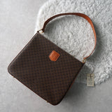 セリーヌ ヴィンテージ マカダム PVC/レザー ワンショルダーバッグ ブラウン デッドストック - NEWSED