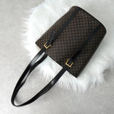 セリーヌ マカダム PVC / レザー トートバッグ 自立型 ブラック / ブラウン - NEWSED