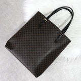 セリーヌ マカダム PVC レザー トートバッグ ハンドバッグ ブラウン ブラック - NEWSED