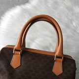 セリーヌ マカダム PVC レザー ミニボストンバッグ ハンドバッグ ブラウン - NEWSED