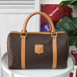 セリーヌ マカダム PVC / レザー ミニボストンバッグ ハンドバッグ ブラウン - NEWSED