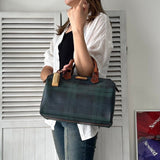 ポロ ラルフローレン チェック柄 ミニボストンバッグ PVC / レザー ダークグリーン - NEWSED