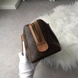 セリーヌ ヴィンテージ マカダム PVC /レザー ミニボストンバッグ ハンドバッグ ブラウン - NEWSED