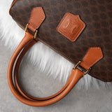 セリーヌ ヴィンテージ マカダム PVC /レザー ミニボストンバッグ ハンドバッグ ブラウン - NEWSED