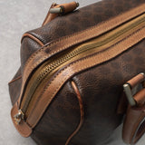 セリーヌ ヴィンテージ マカダム PVC /レザー ミニボストンバッグ ハンドバッグ ブラウン - NEWSED