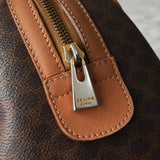 セリーヌ ヴィンテージ マカダム PVC /レザー ミニボストンバッグ ハンドバッグ ブラウン - NEWSED