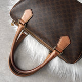 セリーヌ ヴィンテージ マカダム PVC /レザー ミニボストンバッグ ハンドバッグ ブラウン - NEWSED