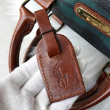 ポロ ラルフローレン チェック柄 ボストンバッグ PVC/レザー ダークグリーン - NEWSED