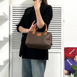 セリーヌ ヴィンテージ マカダム PVC /レザー ミニボストンバッグ ハンドバッグ ブラウン - NEWSED