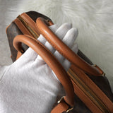 セリーヌ ヴィンテージ マカダム PVC /レザー ミニボストンバッグ ハンドバッグ ブラウン - NEWSED