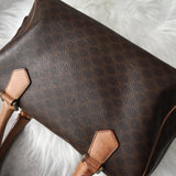 セリーヌ ヴィンテージ マカダム PVC /レザー ミニボストンバッグ ハンドバッグ ブラウン - NEWSED