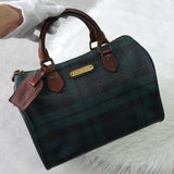 ポロ ラルフローレン チェック柄 PVC ハンドバッグ ミニボストンバッグ グリーン - NEWSED