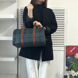 ラルフローレン チェック柄 PVC / レザー ミニボストンバッグ ハンドバッグ グリーン / ブラウン - NEWSED