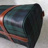 ラルフローレン チェック柄 PVC / レザー ミニボストンバッグ ハンドバッグ グリーン / ブラウン - NEWSED