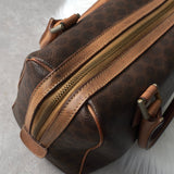 セリーヌ ヴィンテージ マカダム PVC /レザー ミニボストンバッグ ハンドバッグ ブラウン - NEWSED