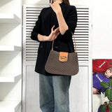 セリーヌ ヴィンテージ マカダム ゴールド ガンチーニ ワンハンドル PVC / レザー ハンドバッグ 自立型 ブラウン - NEWSED