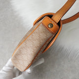 セリーヌ ヴィンテージ マカダム PVC / レザー ミニ ショルダーバッグ ベージュ / キャメル - NEWSED