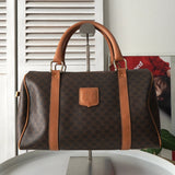 セリーヌ ヴィンテージ マカダム PVC /レザー ミニボストンバッグ ハンドバッグ ブラウン - NEWSED