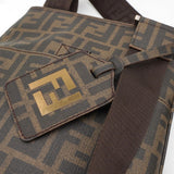 フェンディ ズッカ PVC/レザー ショルダーバッグ カーキ / ブラウン 7VA214 - NEWSED