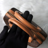 セリーヌ マカダム PVC レザー ミニボストンバッグ ハンドバッグ ブラウン - NEWSED