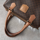 セリーヌ ヴィンテージ マカダム PVC /レザー ミニボストンバッグ ハンドバッグ ブラウン - NEWSED