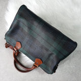 ポロ ラルフローレン チェック柄 PVC / レザー ミニボストンバッグ ハンドバッグ グリーン ブラウン - NEWSED