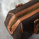 セリーヌ ヴィンテージ マカダム PVC /レザー ミニボストンバッグ ハンドバッグ ブラウン - NEWSED