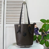 セリーヌ マカダム PVC レザー トートバッグ バケツ型 ブラウン / ブラック - NEWSED