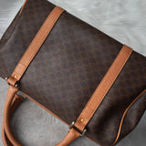 セリーヌ ヴィンテージ マカダム PVC /レザー ミニボストンバッグ ハンドバッグ ブラウン - NEWSED