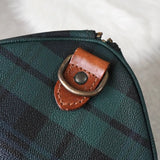 ラルフローレン チェック柄 PVC / レザー ミニボストンバッグ ハンドバッグ グリーン / ブラウン - NEWSED