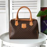 セリーヌ マカダム PVC レザー ミニボストンバッグ ハンドバッグ ブラウン - NEWSED