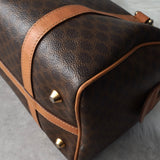 セリーヌ ヴィンテージ マカダム PVC /レザー ミニボストンバッグ ハンドバッグ ブラウン - NEWSED