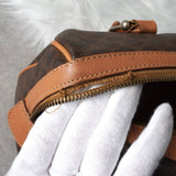 セリーヌ ヴィンテージ マカダム PVC /レザー ミニボストンバッグ ハンドバッグ ブラウン - NEWSED