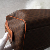 セリーヌ ヴィンテージ マカダム PVC /レザー ミニボストンバッグ ハンドバッグ ブラウン - NEWSED