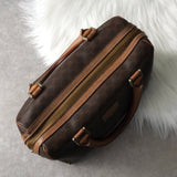 セリーヌ ヴィンテージ マカダム PVC /レザー ミニボストンバッグ ハンドバッグ ブラウン - NEWSED