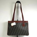 フェンディ ズッカ PVC レザー セミ ショルダーバッグ トートバッグ ブラウン - NEWSED