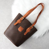 セリーヌ マカダム PVC レザー トートバッグ ブラウン - NEWSED