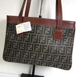 フェンディ ズッカ PVC レザー セミ ショルダーバッグ トートバッグ ブラウン - NEWSED